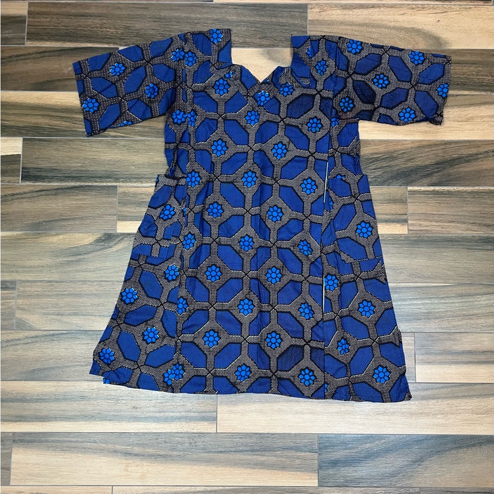 West African Blue and Black Patterned Dress* Hand made
